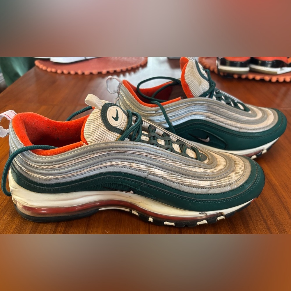Nike Air Max 97 rainforest green team orange (Miami hurricane) size 9.5